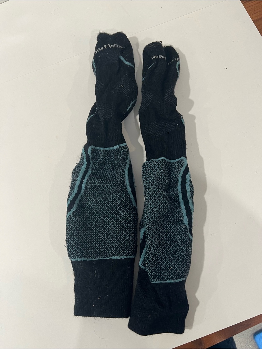Smartwool Black and Teal Performance Knee-High Socks